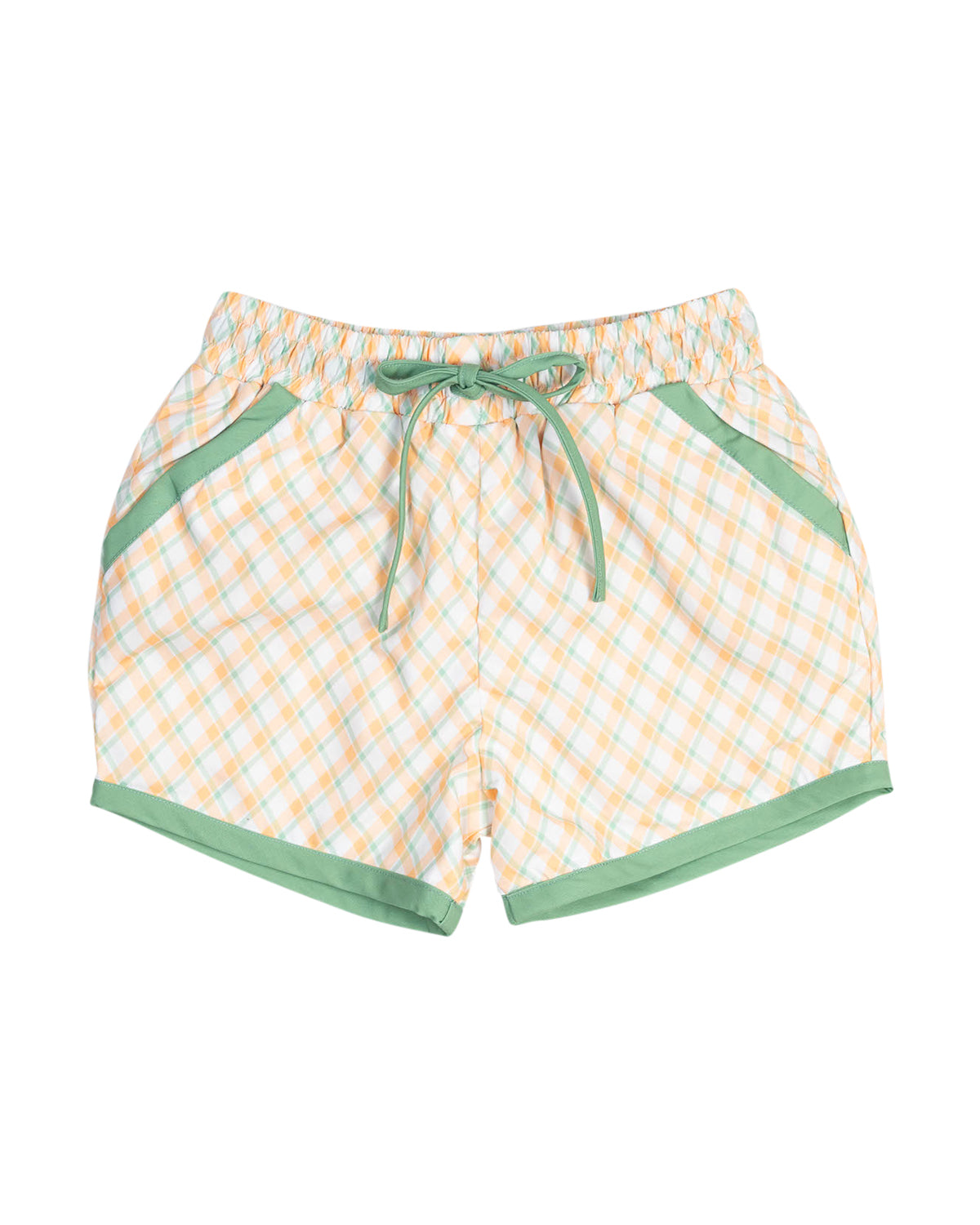 Sage and Peach Checked Shorts-FINAL SALE