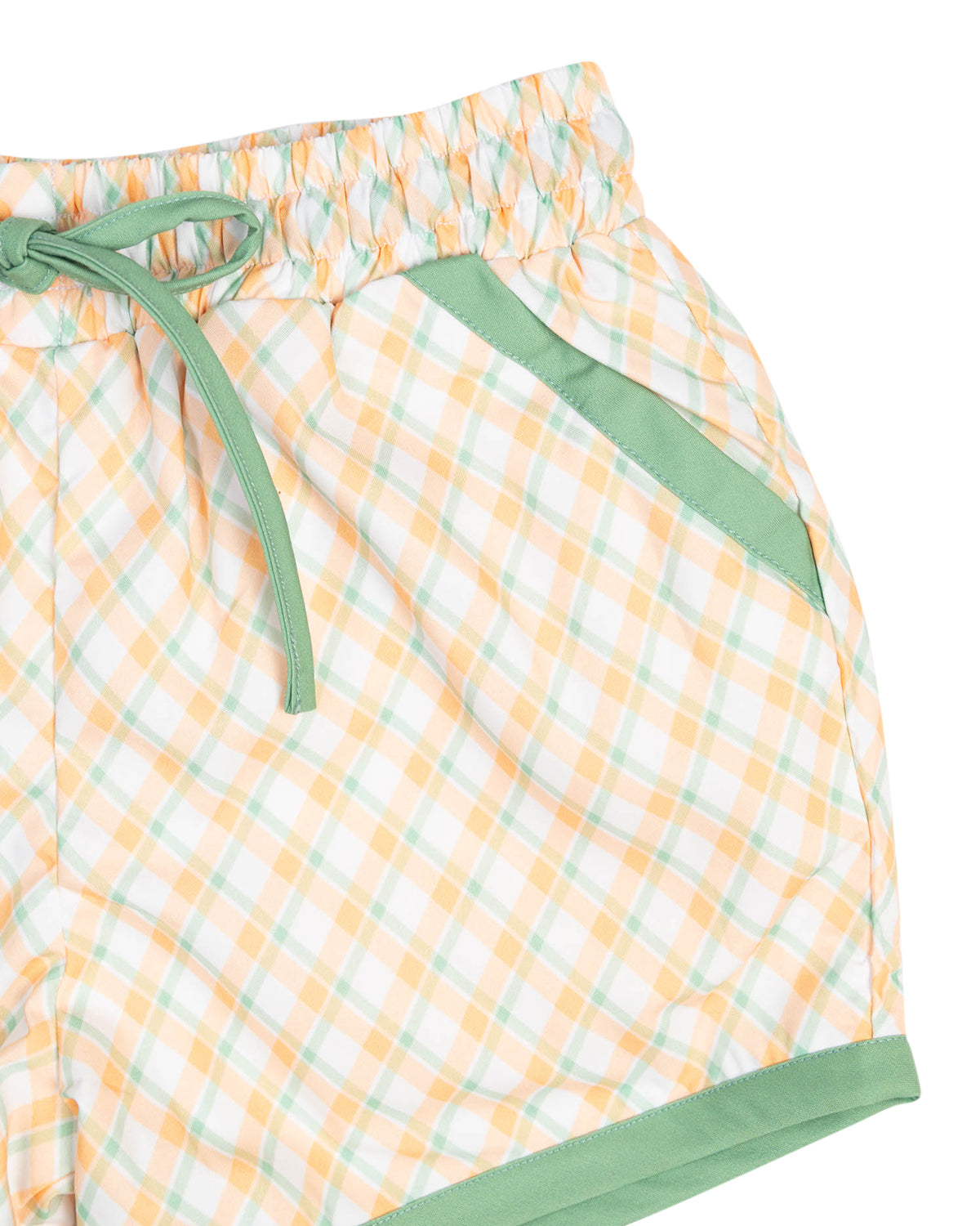 Sage and Peach Checked Shorts-FINAL SALE