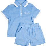 Blue Terry Shorts Set