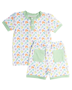 Run for the Roses Short Sleeve Pajama Set with Green Trim