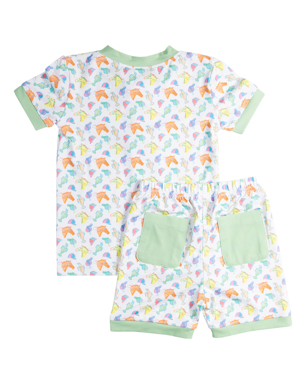 Run for the Roses Short Sleeve Pajama Set with Green Trim