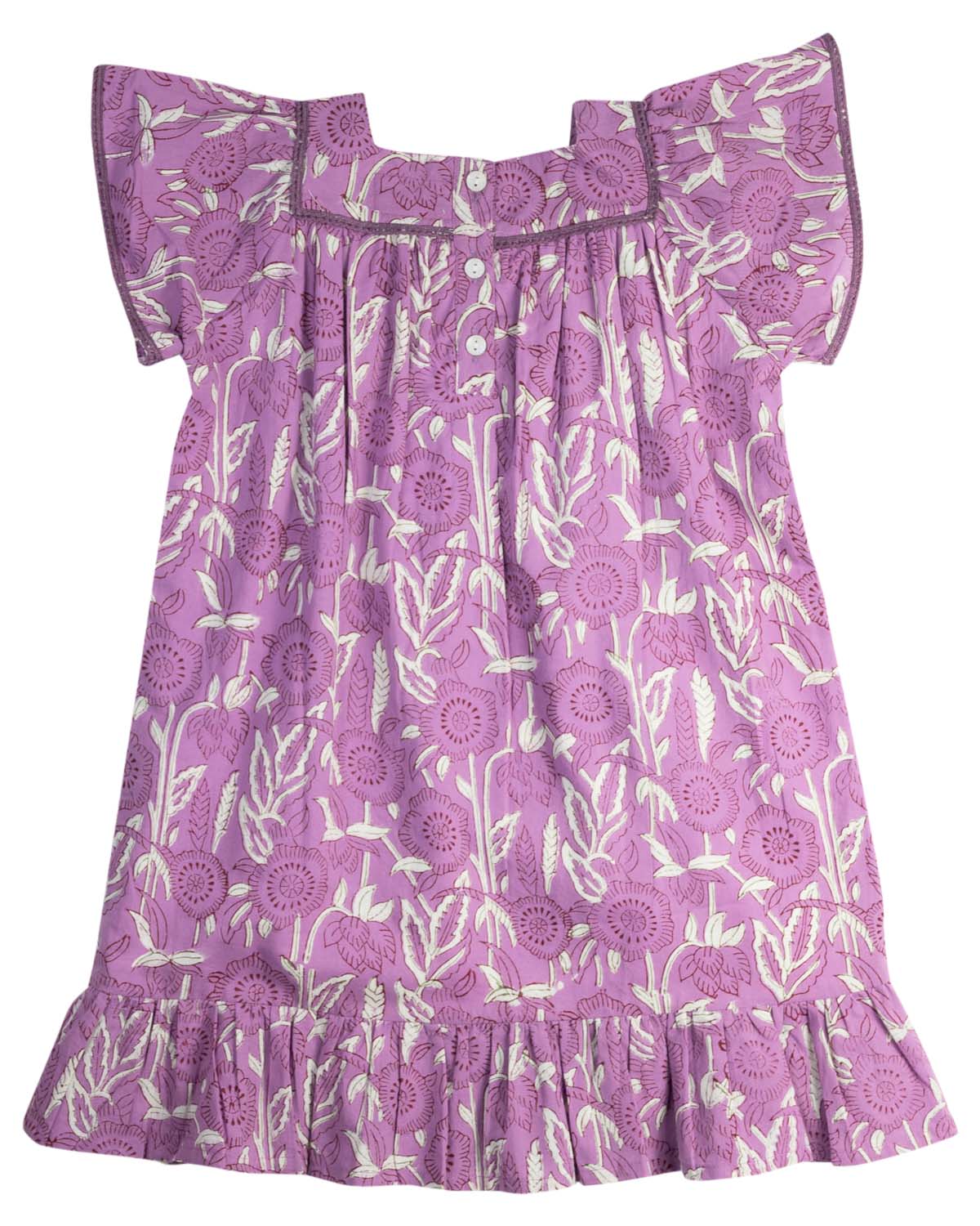 Purple Flower Square Neck Dress-FINAL SALE