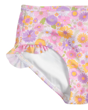 Purple Floral Ruffle Sleeve Bikini-FINAL SALE