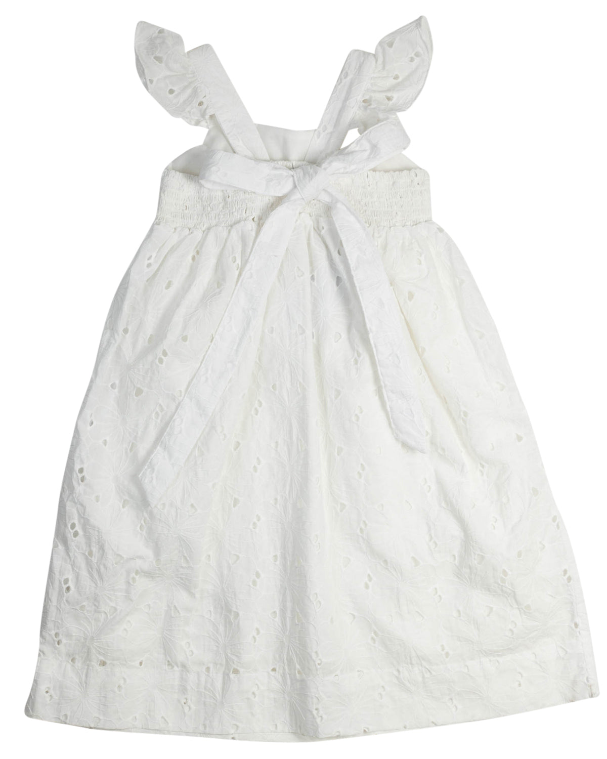 White Eyelet Ruffle Sleeve Dress-FINAL SALE