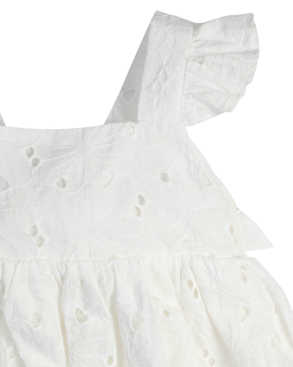 White Eyelet Ruffle Sleeve Dress-FINAL SALE