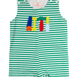 Tools Applique Striped Knit Shortall