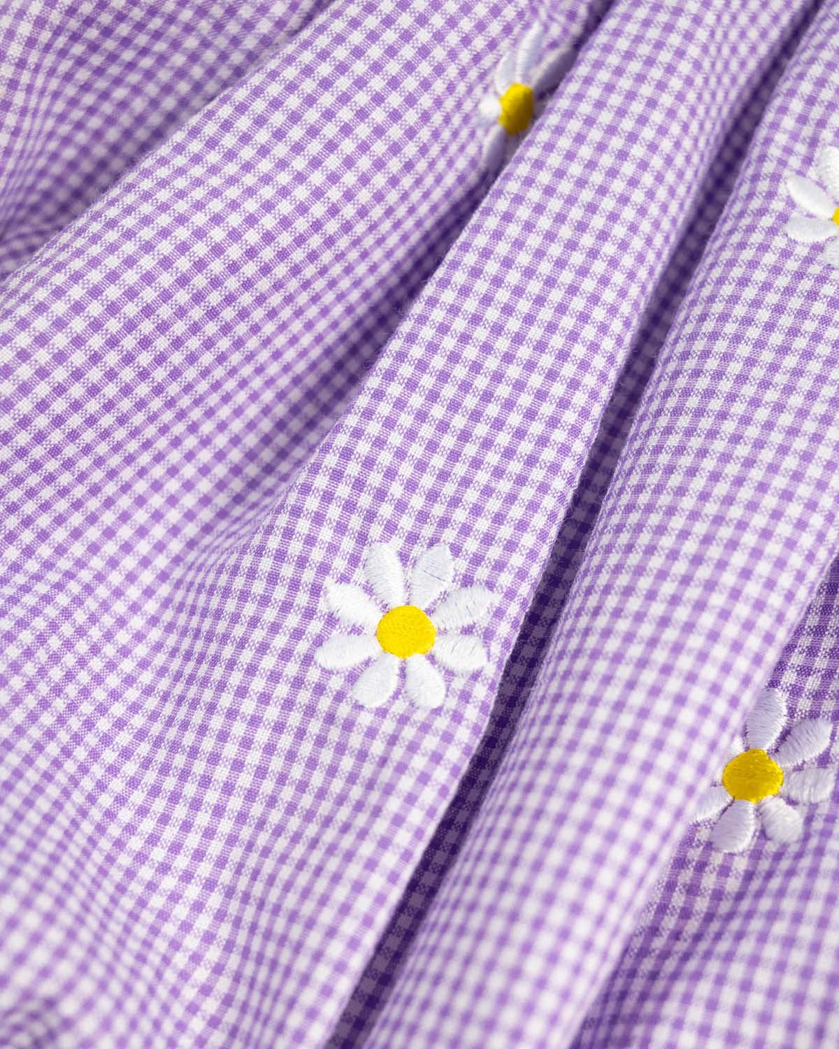 Lavender Daisy Embroidered Gingham Bubble