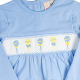 Baby Rattle Smocked Knit Onesie In Blue