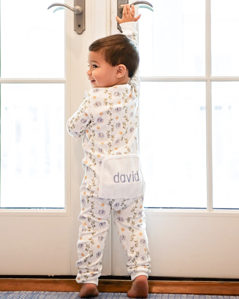 Dreaming of Dreidels Hanukkah Pima Cotton Zip Up Pajamas- FINAL SALE