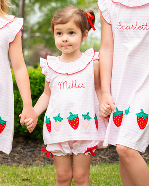 Strawberry Applique Knit Bloomer Set