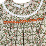 Fall Floral Smocked Ruffle Collar Bubble