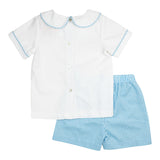 Blue Plaid Shorts Set