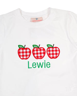 Apple Applique Gingham Shorts Set-FINAL SALE