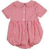 School Supplies Smocked Red Windowpane Boy Bubble- FINAL SALE