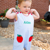 Apple Applique Pockets Gingham Shortall-FINAL SALE