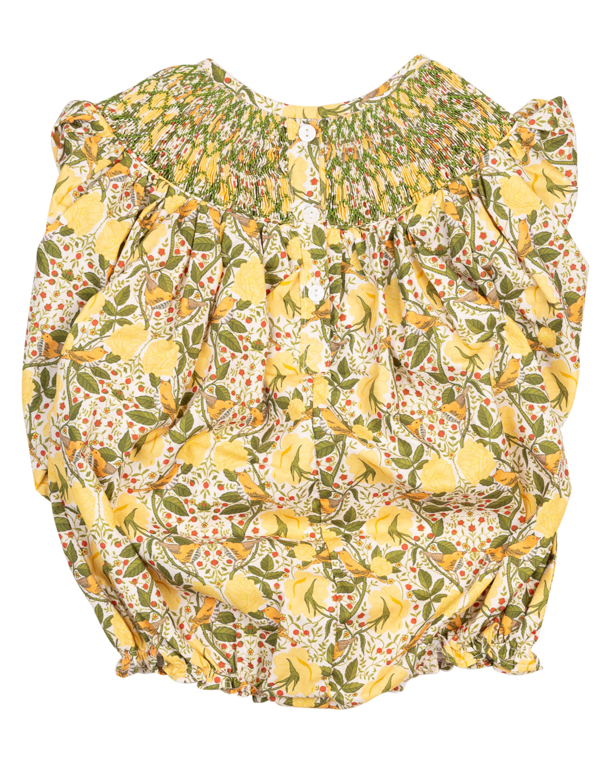 William Morris Inspired Smocked Yellow Bubble