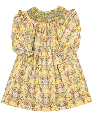 William Morris Inspired Smocked Yellow Dress