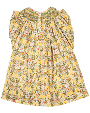 William Morris Inspired Smocked Yellow Dress