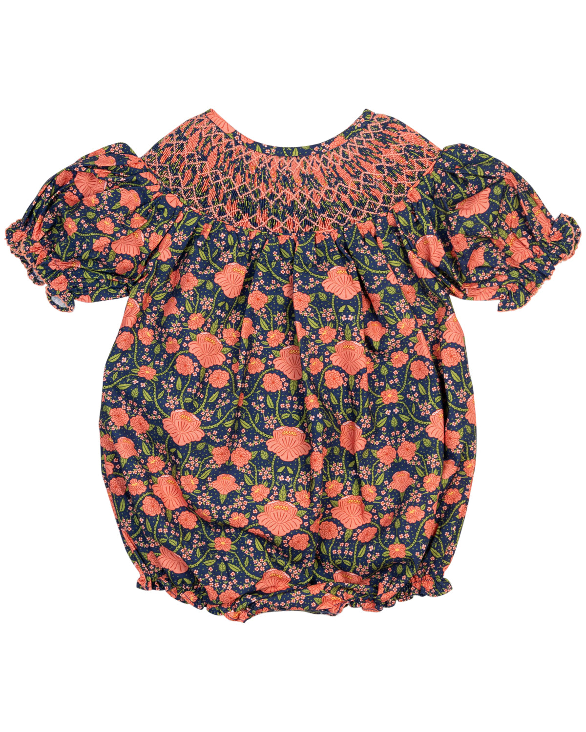 William Morris Inspired Smocked Navy Bubble