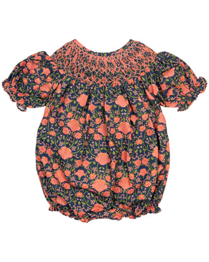 William Morris Inspired Smocked Navy Bubble