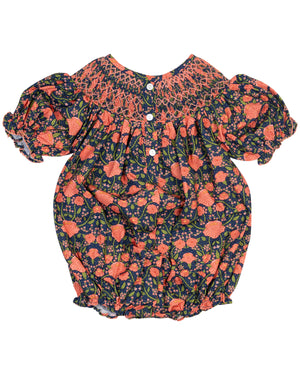 William Morris Inspired Smocked Navy Bubble