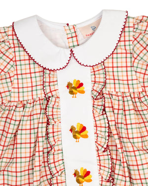 Turkeys Embroidered Plaid Dress