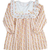Fall Floral Stripe Bib Collar Dress