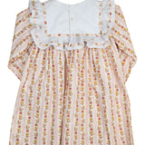 Fall Floral Stripe Bib Collar Dress