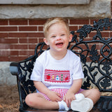 School Supplies Smocked Red Windowpane Shorts Set- FINAL SALE
