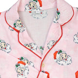 Vintage Santa Pink Button Down Pajama Set