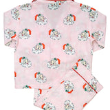 Vintage Santa Pink Button Down Ladies Pajamas
