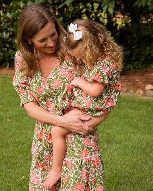 Pink Floral Puff Sleeve Bubble