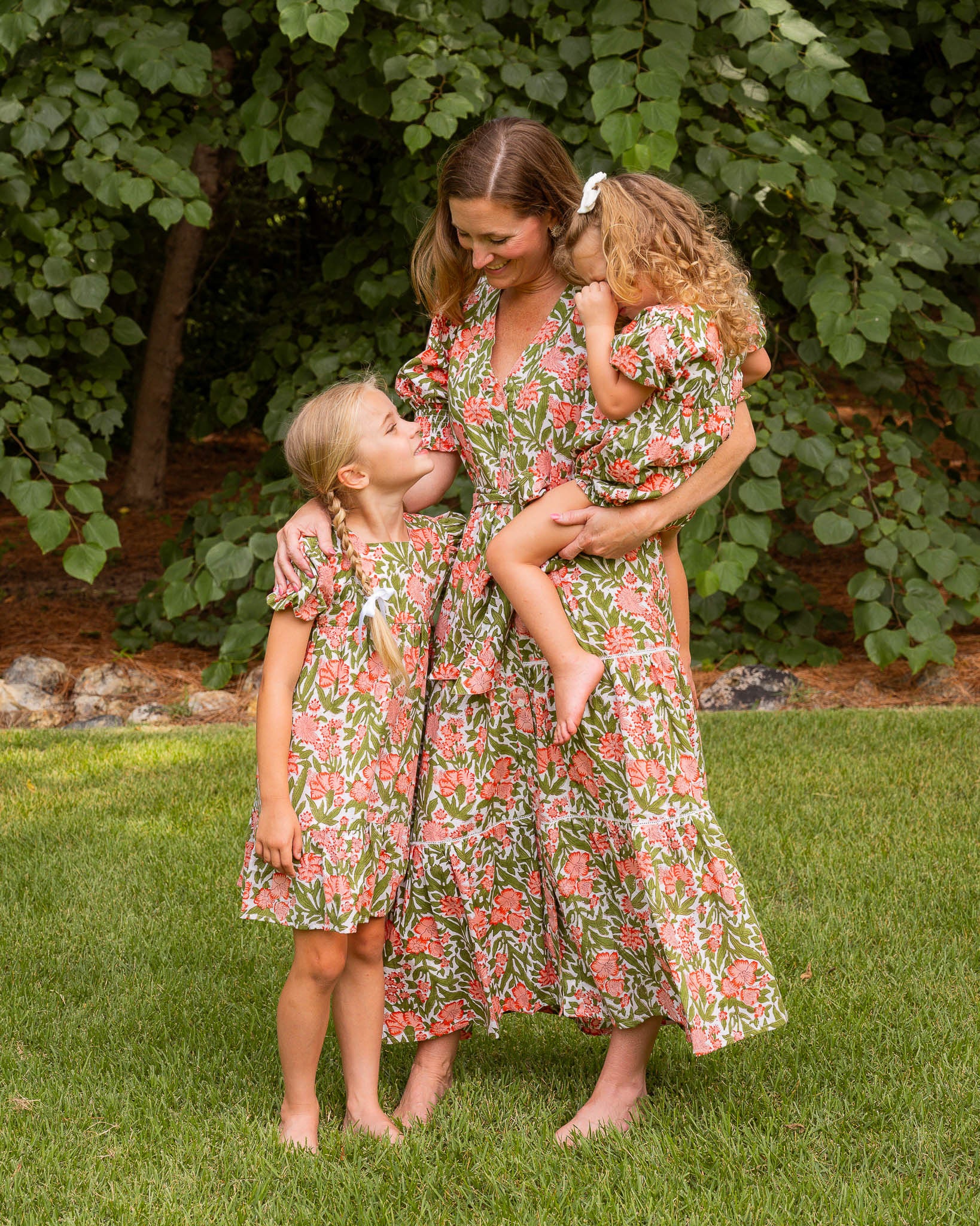 Pink Floral Puff Sleeve Ladies Dress