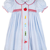 School Supplies Embroidered Dress- FINAL SALE