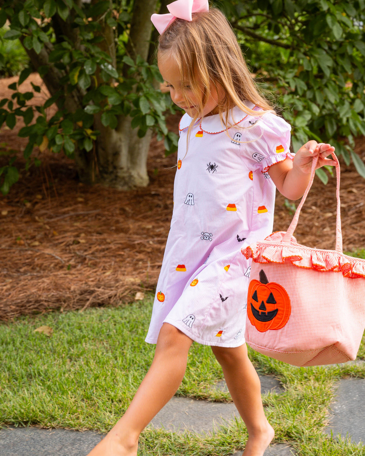 Halloween Embroidered Pink Dress