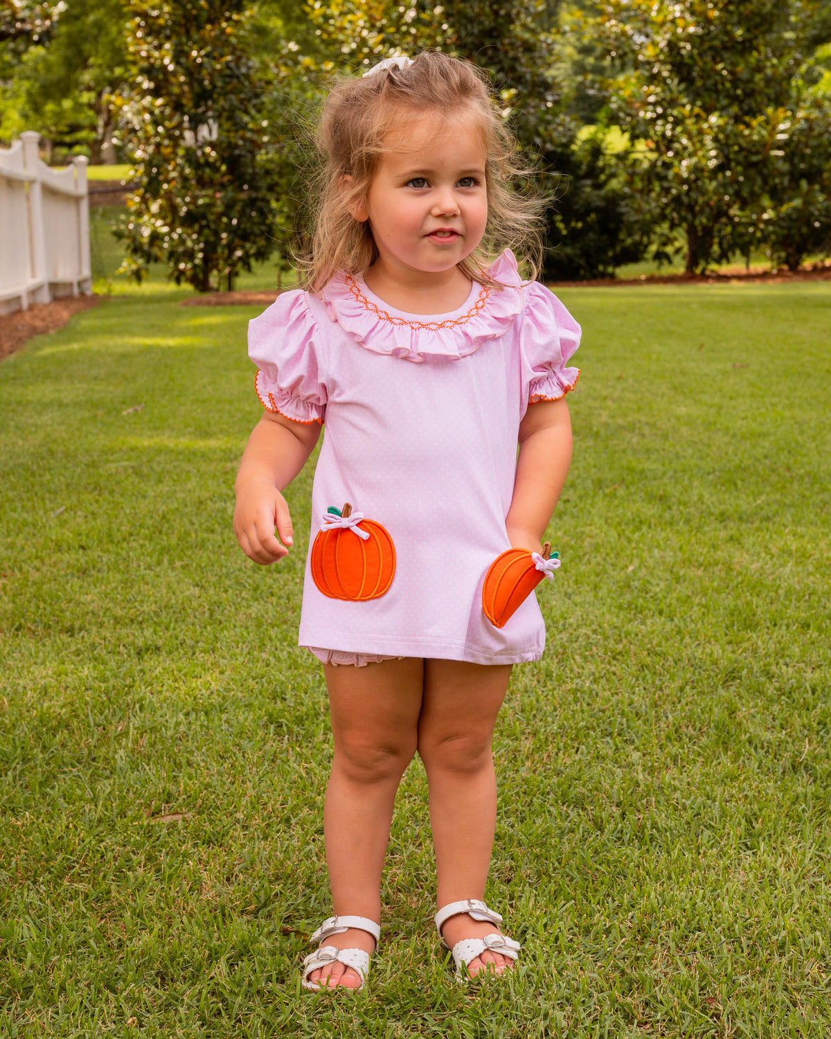 Pumpkin Pockets Polka Dot Knit Bloomer Set