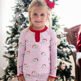 Vintage Santa Pink Knit Pajama Set