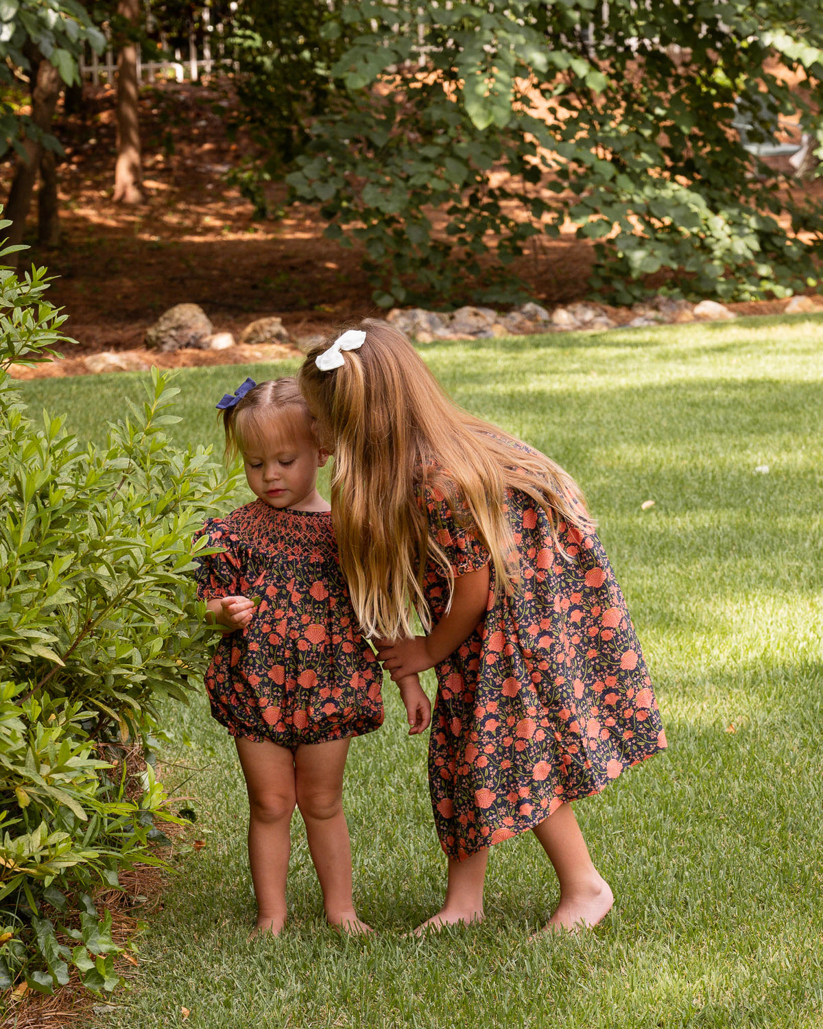 William Morris Inspired Smocked Navy Bubble