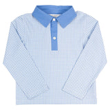 Cadet Blue Gingham Polo Shirt- FINAL SALE