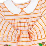 Pumpkin Applique Pockets Striped Knit Bubble- FINAL SALE