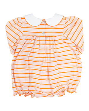 Pumpkin Applique Pockets Striped Knit Bubble