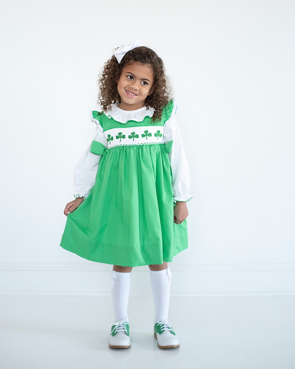 Shamrocks Smocked Green Knit Jumper