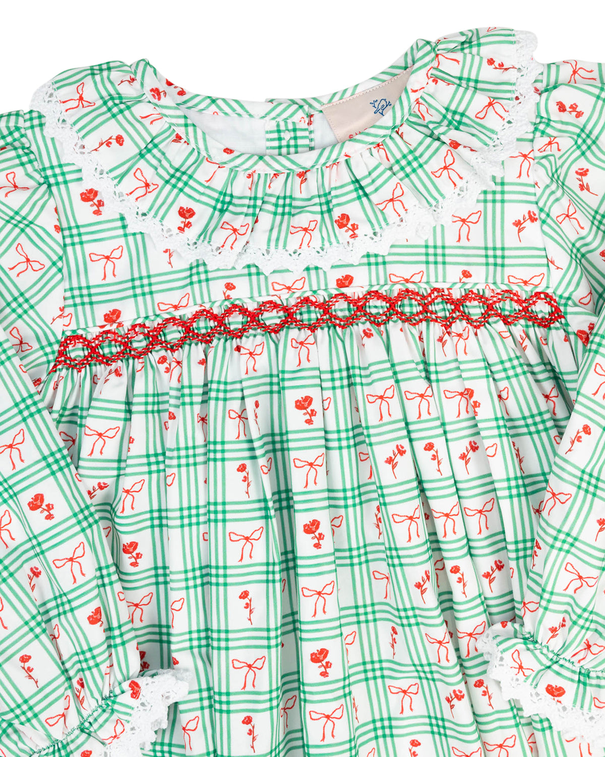 Red and Green Windowpane Smocked Dress