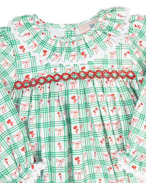 Red and Green Windowpane Smocked Dress