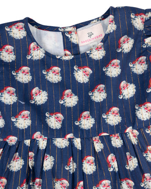 Vintage Santa Navy Puff Sleeve Bubble