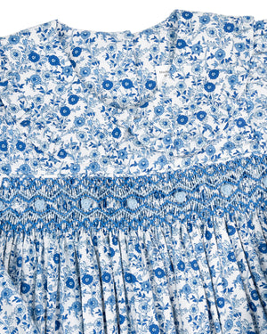 Winter Blue Floral Smocked Bubble