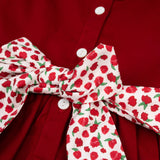 Red Floral Ruffle Collar Dress
