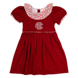 Red Floral Ruffle Collar Dress