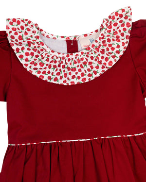 Christmas Floral Ruffle Collar Dress