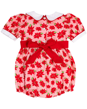 Poinsettia Smocked Bubble